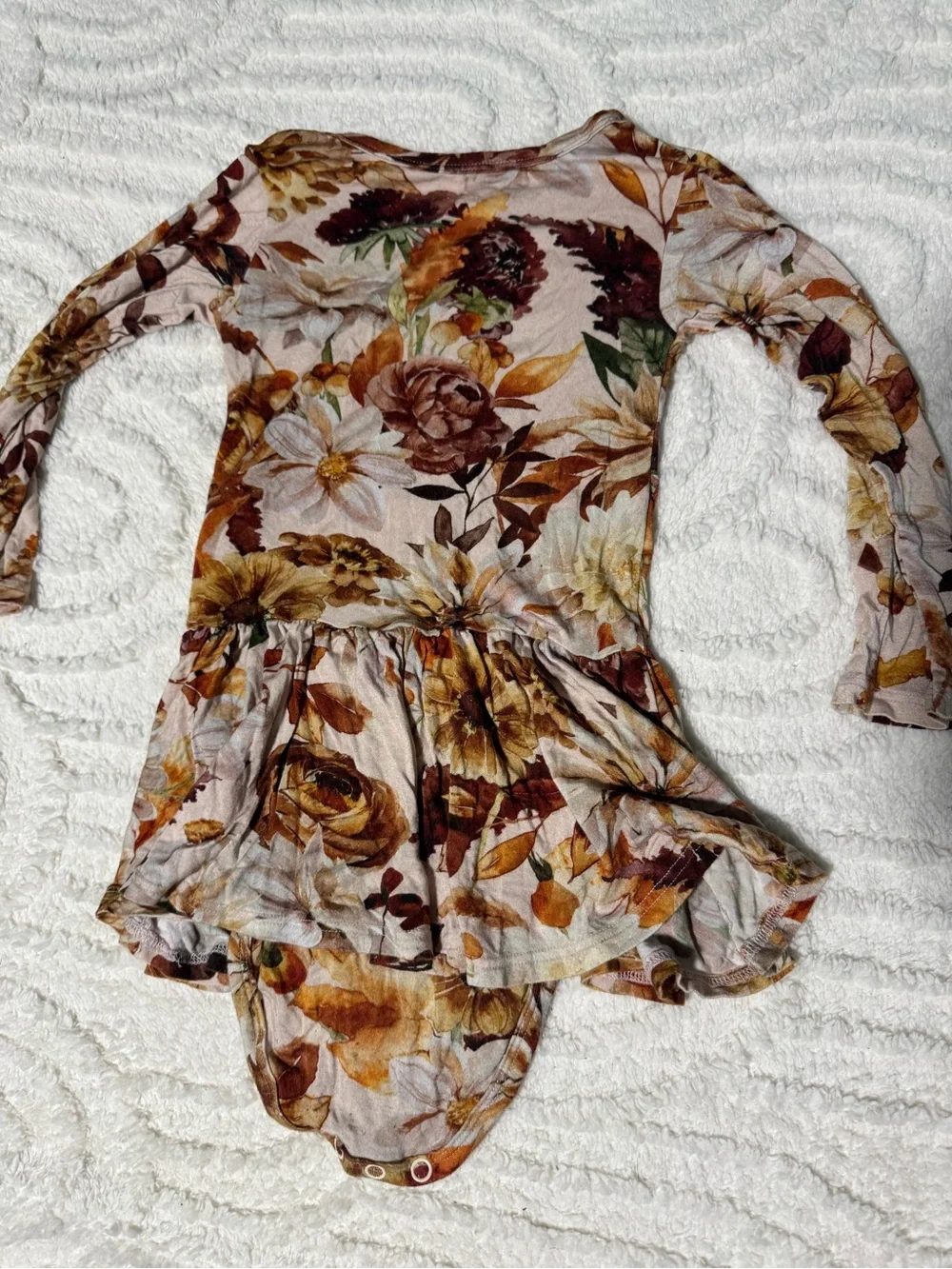 Posh Peanut Floral Long-Sleeve Bodysuit Twirl Dress